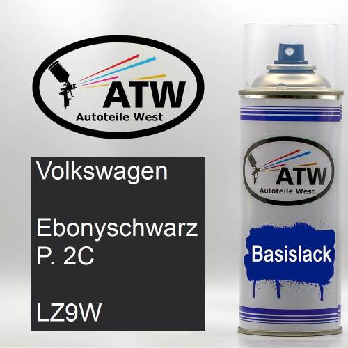 Volkswagen, Ebonyschwarz P. 2C, LZ9W: 400ml Sprühdose, von ATW Autoteile West.